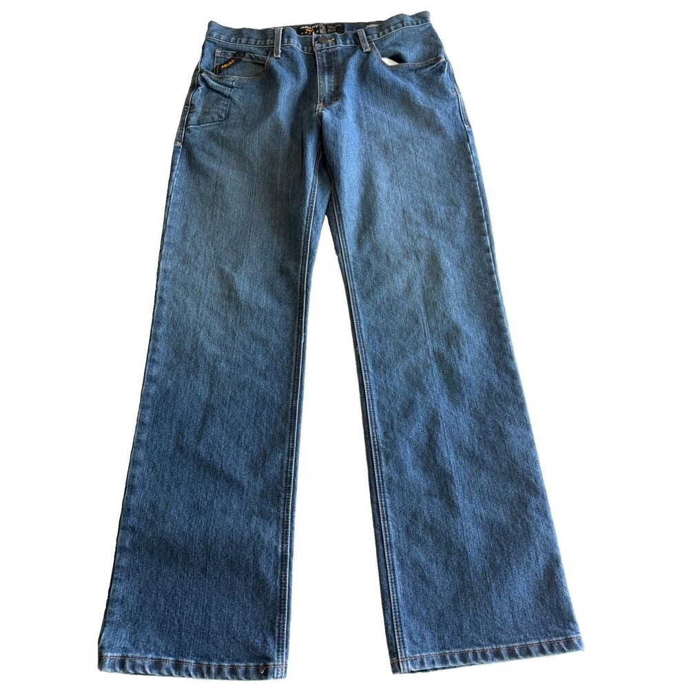 Ariat Rebar M4 Relaxed Boot Men's Straight-Leg Jeans in Dark Blue Wash Sz 36x34